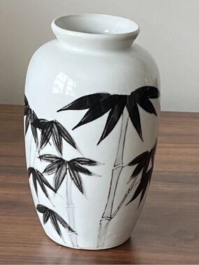 White Ceramic Bamboo Accent Vase